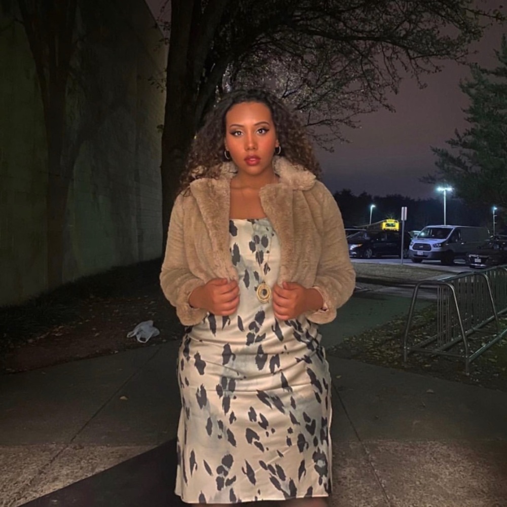 Size 16 slip dress Cream colored cheetah print